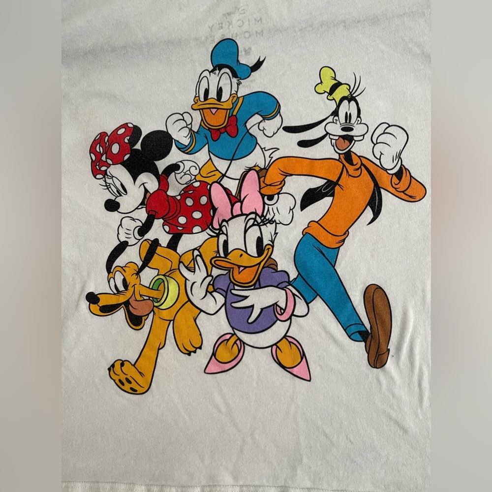 Disney Mickey Mouse And Friends Women's White Short Sleeve Crop Top Women’s XL